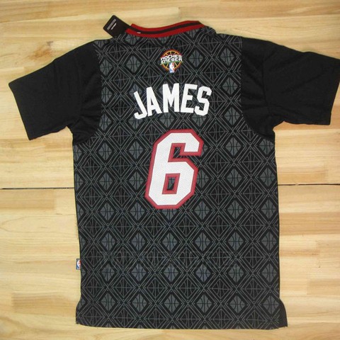 Camiseta Noches Enebea Miami Heat Lebron James #6 Negro